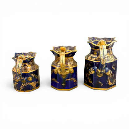 Mason's Ironstone jugs, Georgian, cobalt blue and gilt