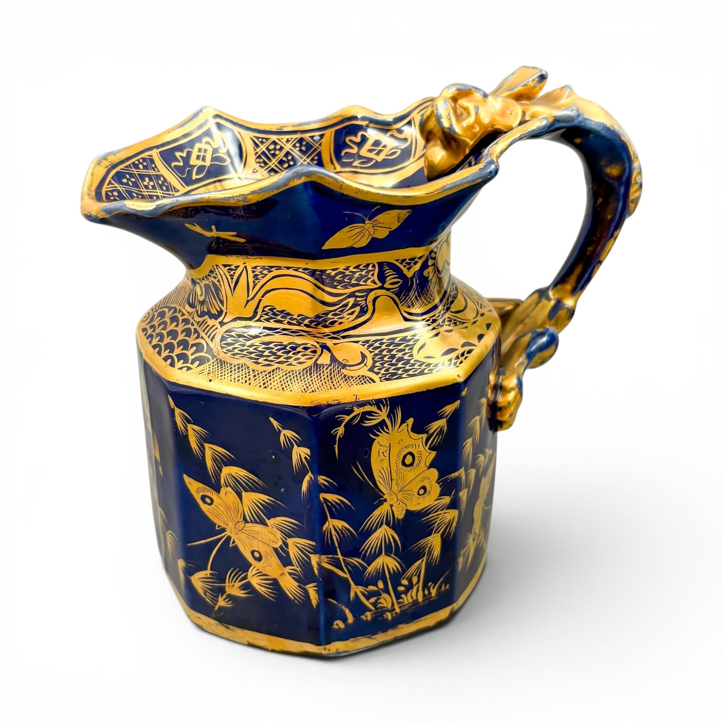 Mason's Ironstone jugs, Georgian, cobalt blue and gilt