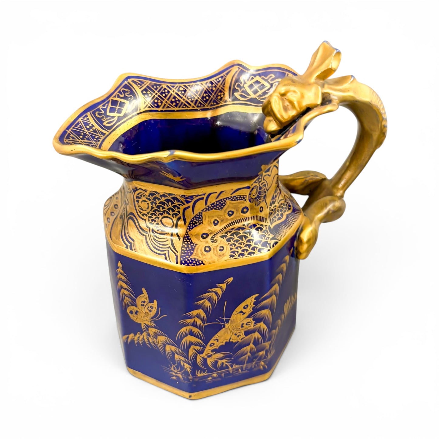 Mason's Ironstone jugs, Georgian, cobalt blue and gilt