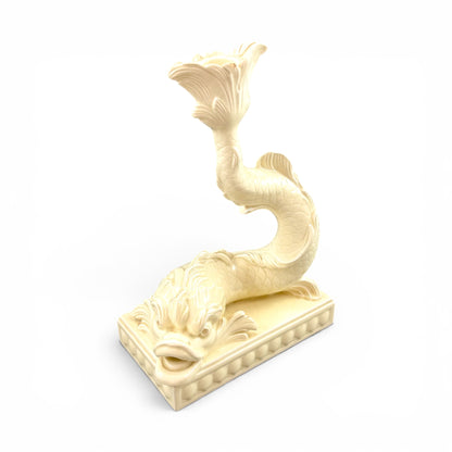 Wedgwood cream fish candlestick, Etruria & Barlaston