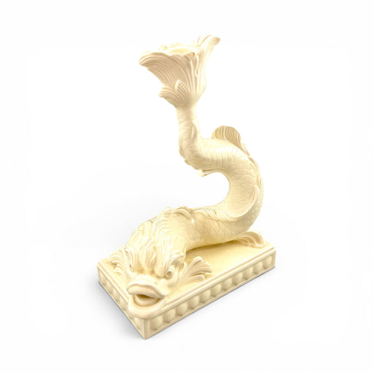 Wedgwood cream fish candlestick, Etruria & Barlaston