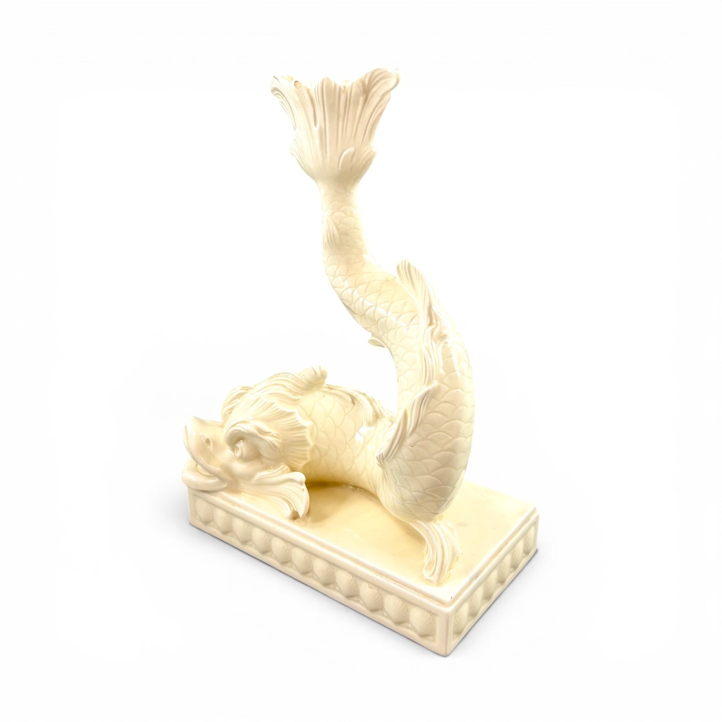 Wedgwood cream fish candlestick, Etruria & Barlaston
