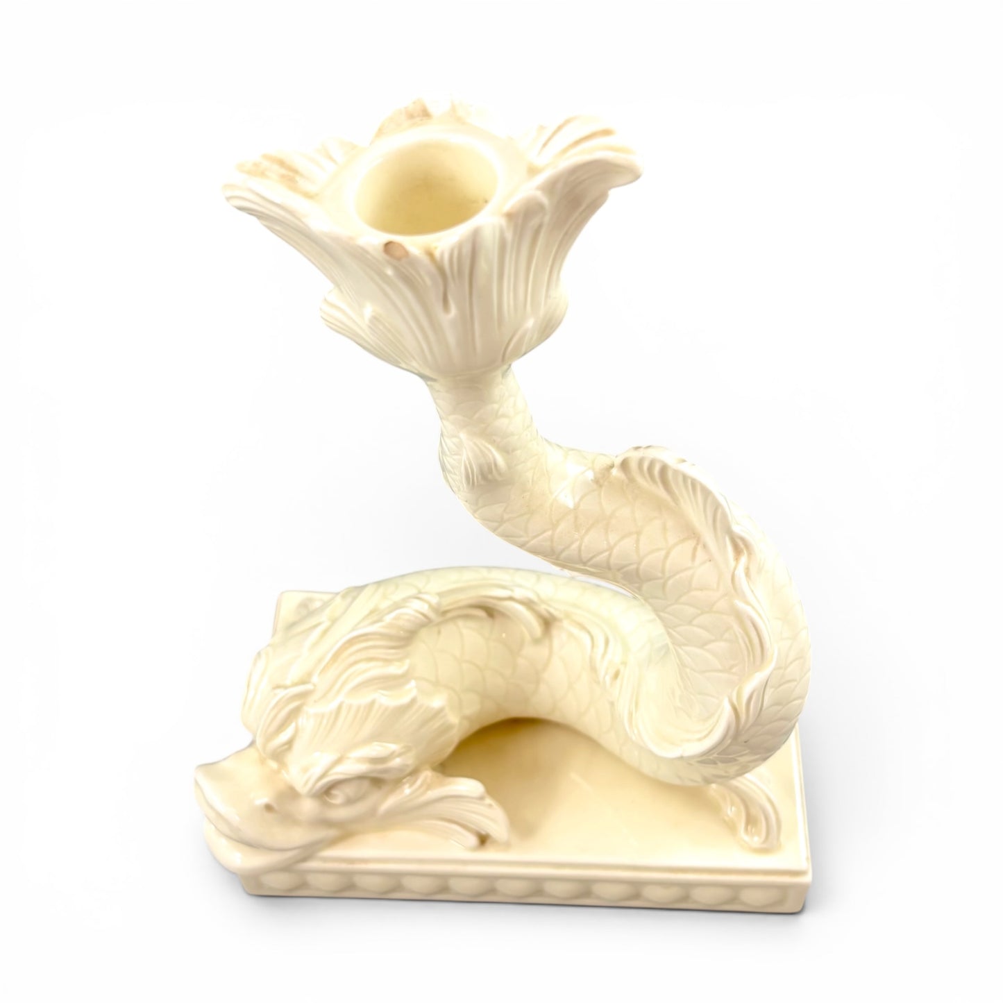 Wedgwood cream fish candlestick, Etruria & Barlaston
