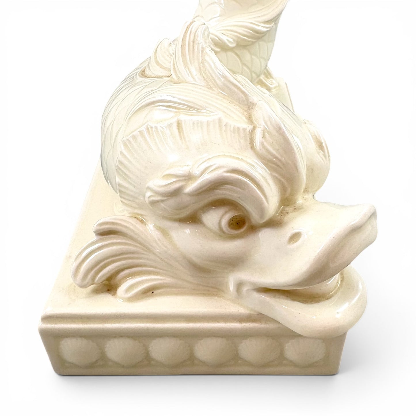 Wedgwood cream fish candlestick, Etruria & Barlaston