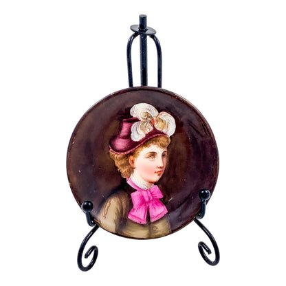 19th Century Biedermeier German KPM miniature porcelain bowl / trinket dish with portrait of lady