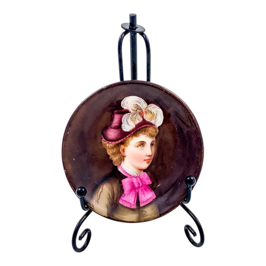 19th Century Biedermeier German KPM miniature porcelain bowl / trinket dish with portrait of lady