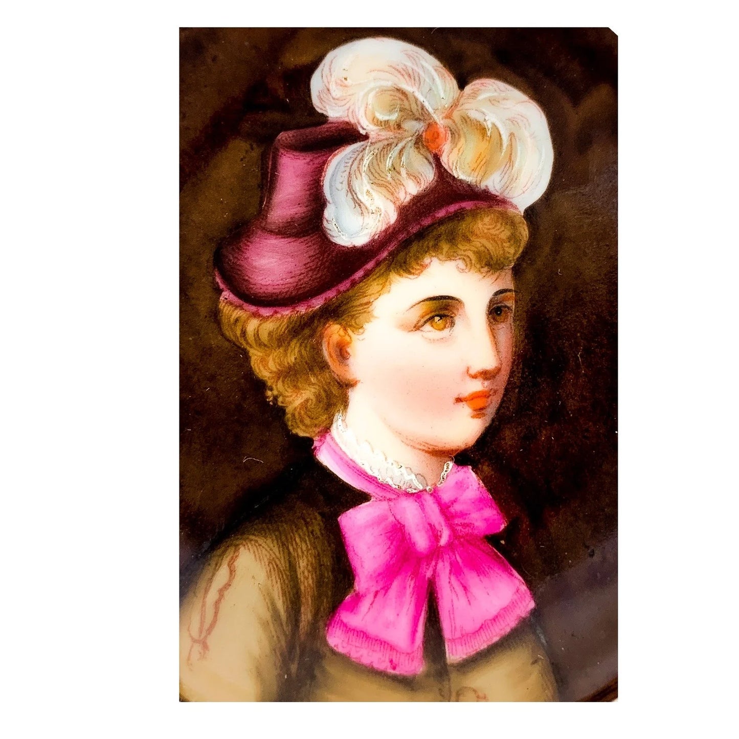 19th Century Biedermeier German KPM miniature porcelain bowl / trinket dish with portrait of lady