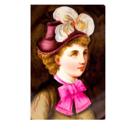 19th Century Biedermeier German KPM miniature porcelain bowl / trinket dish with portrait of lady