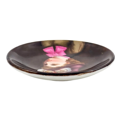 19th Century Biedermeier German KPM miniature porcelain bowl / trinket dish with portrait of lady