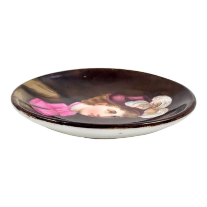 19th Century Biedermeier German KPM miniature porcelain bowl / trinket dish with portrait of lady