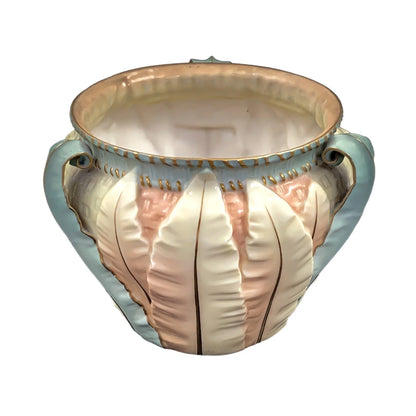 Art Nouveau Royal Worcester ivory blush planter/jardiniere/cache pot with leaf design