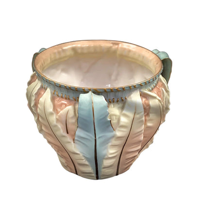 Art Nouveau Royal Worcester ivory blush planter/jardiniere/cache pot with leaf design