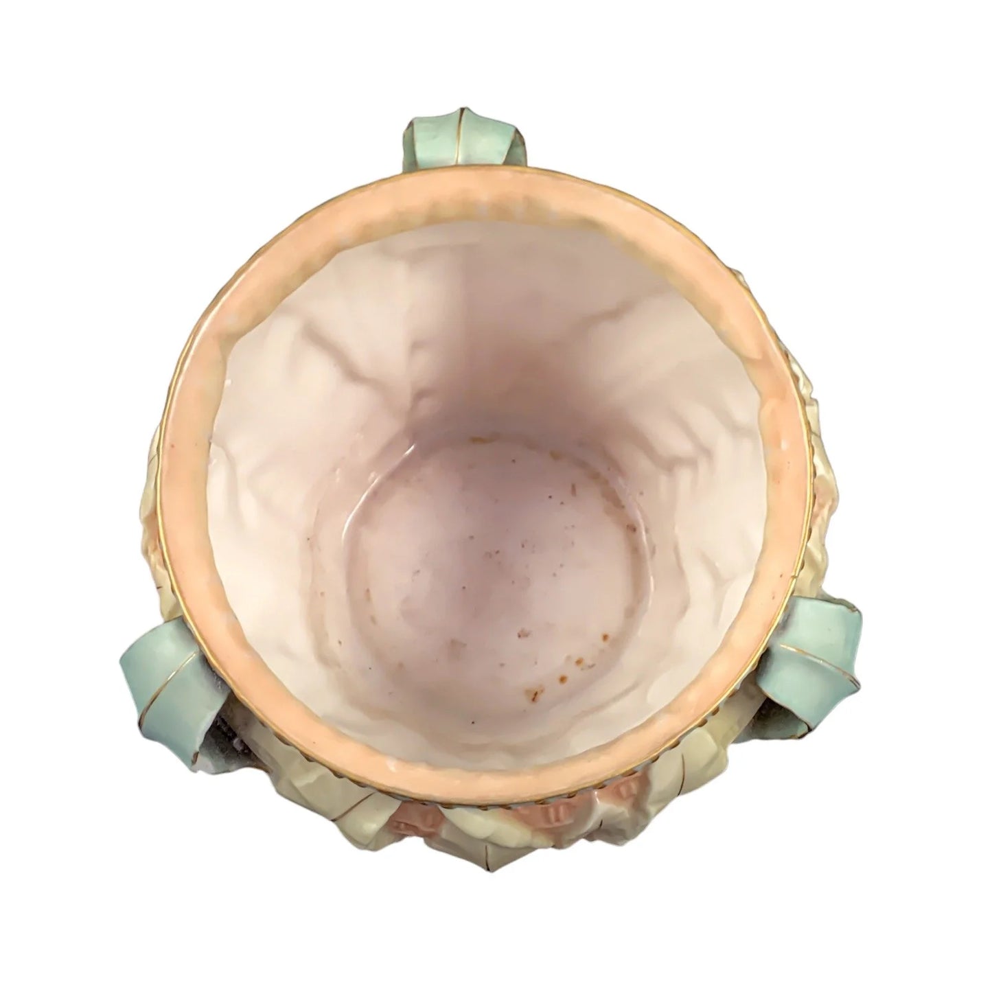 Art Nouveau Royal Worcester ivory blush planter/jardiniere/cache pot with leaf design