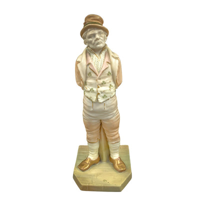 1894 Royal Worcester Irishman figurine by James Hadley in blush porcelain, "Countries of the World" series