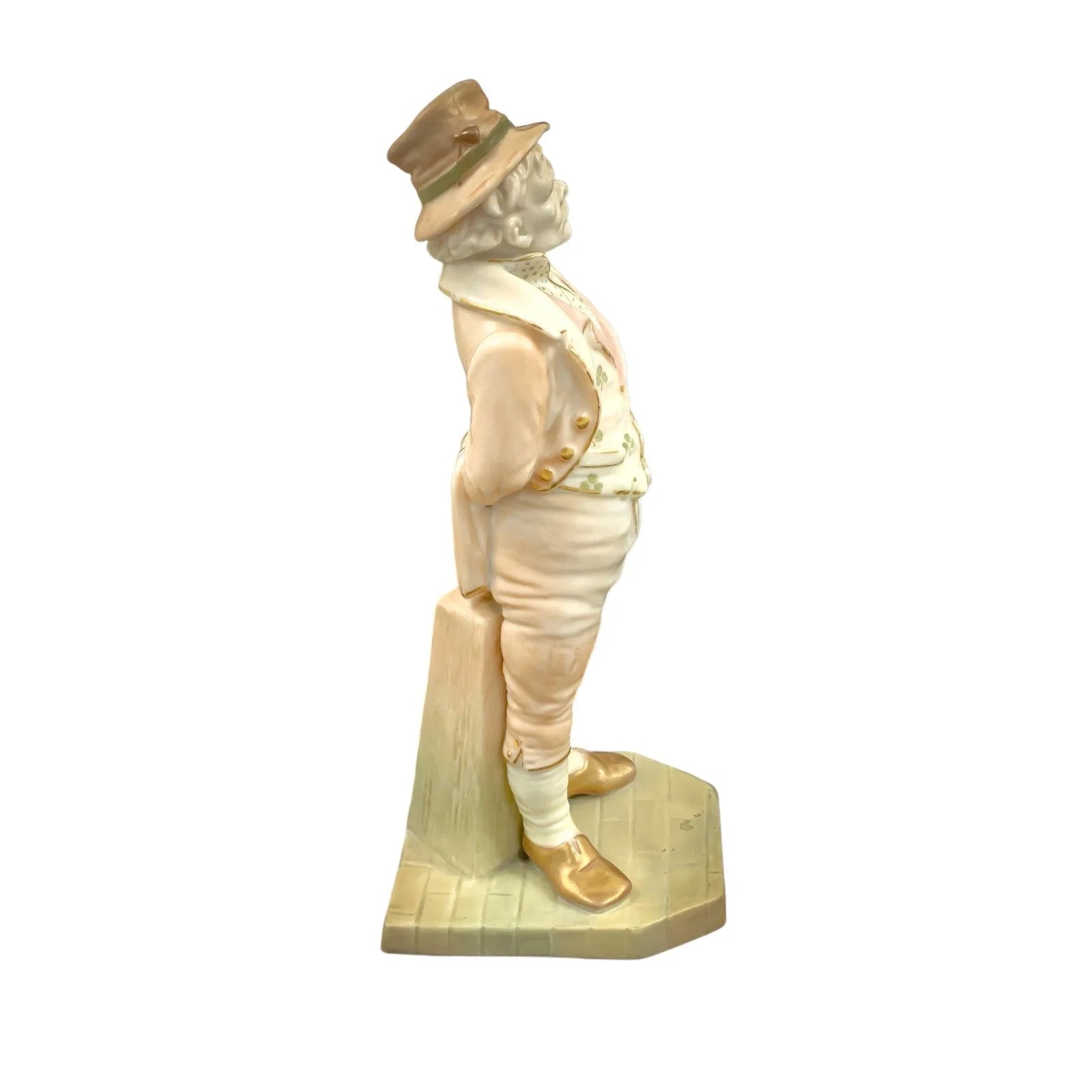 1894 Royal Worcester Irishman figurine by James Hadley in blush porcelain, "Countries of the World" series