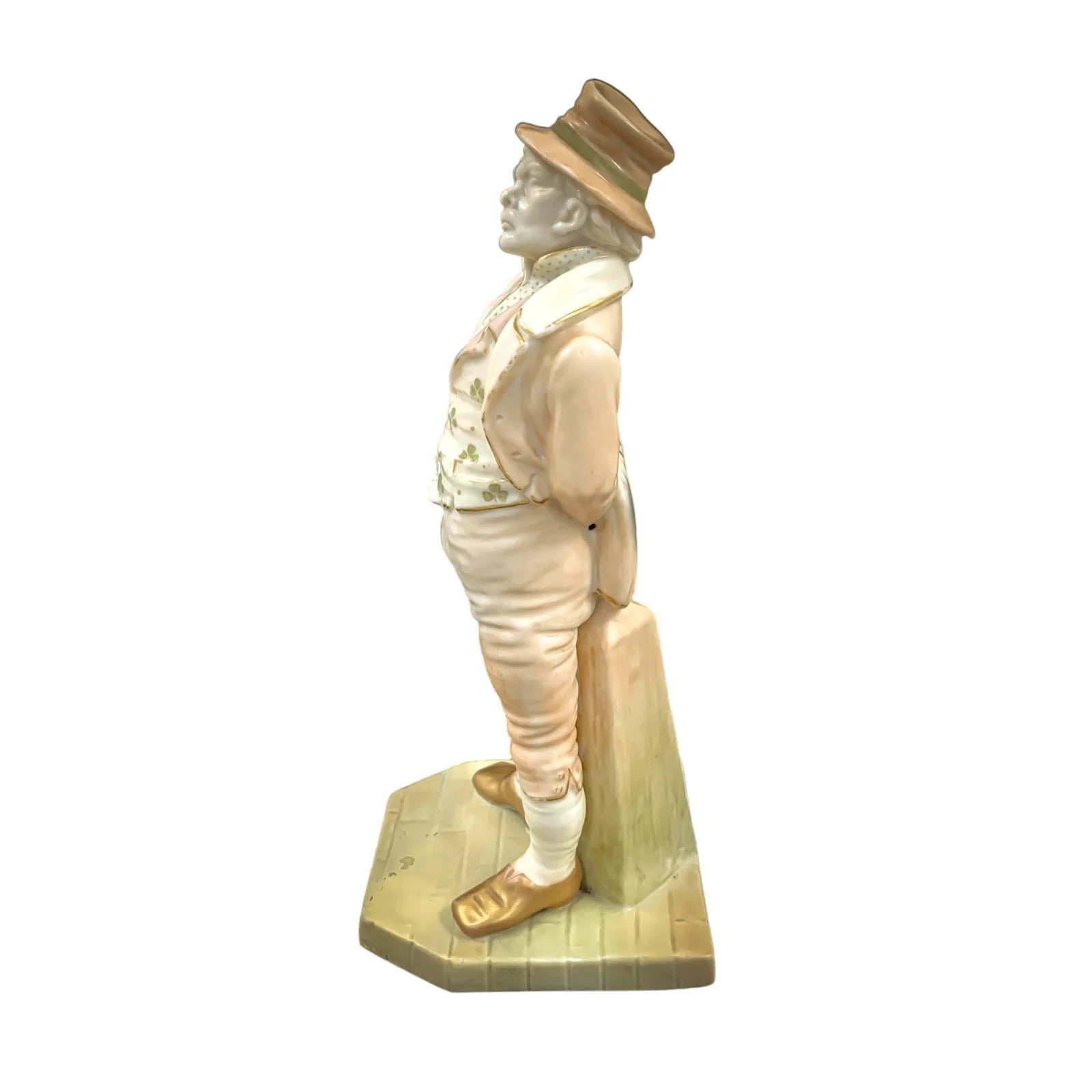 1894 Royal Worcester Irishman figurine by James Hadley in blush porcelain, "Countries of the World" series