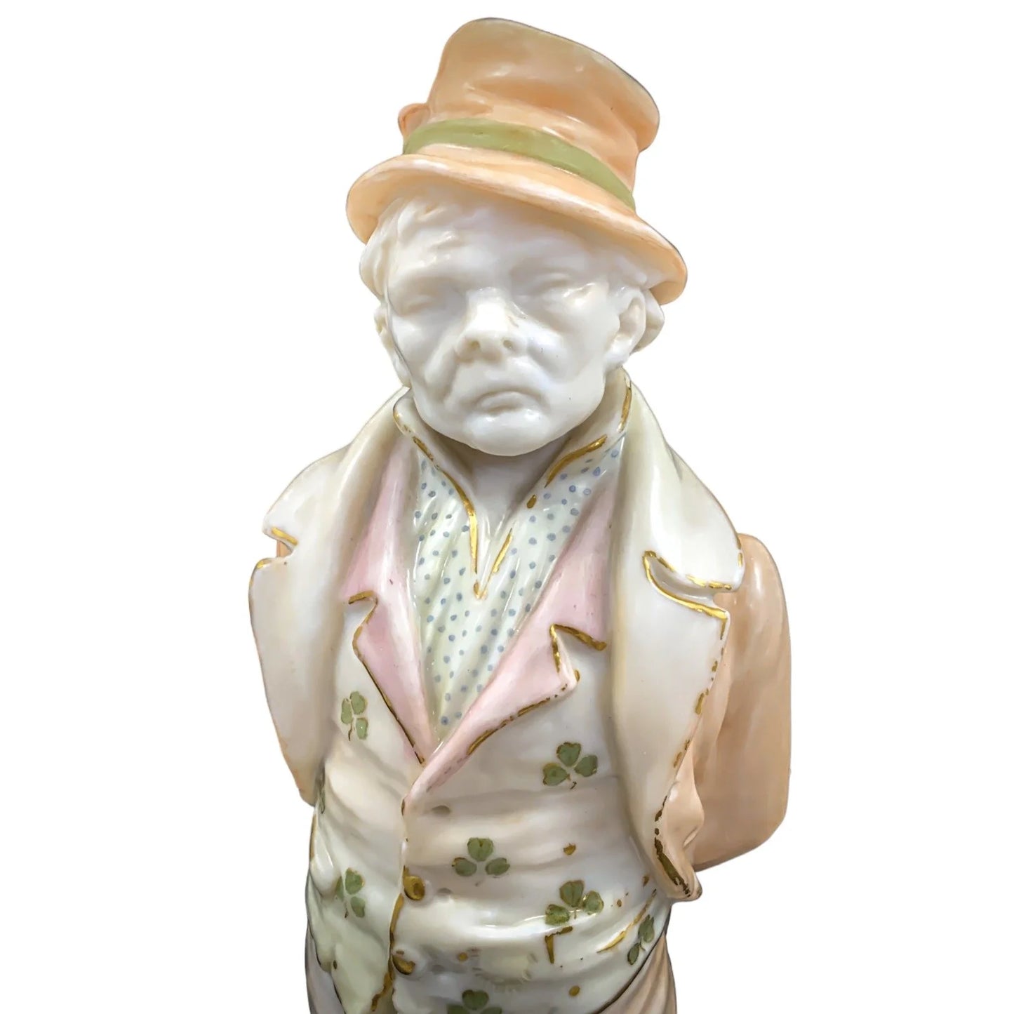 1894 Royal Worcester Irishman figurine by James Hadley in blush porcelain, "Countries of the World" series