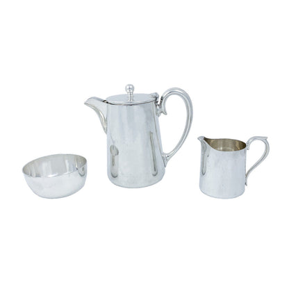 Art Deco silver plated 3 piece coffee / tea set comprising teapot, milk jug and sugar bowl