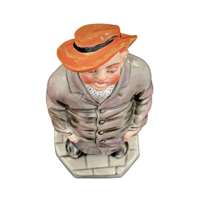 Victorian Royal Worcester James Hadley "Down and Out" porcelain menu holder figurine of "The Cabbie"