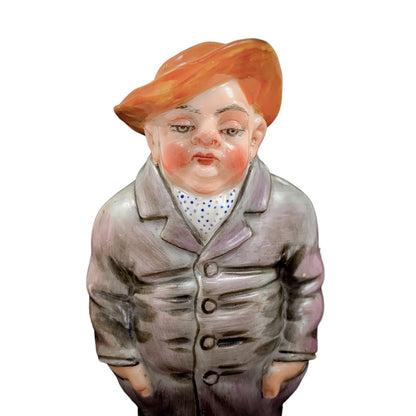 Victorian Royal Worcester James Hadley "Down and Out" porcelain menu holder figurine of "The Cabbie"