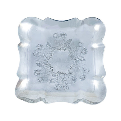 Sterling silver trinket dish in Art Nouveau style, fluted body with thistle design