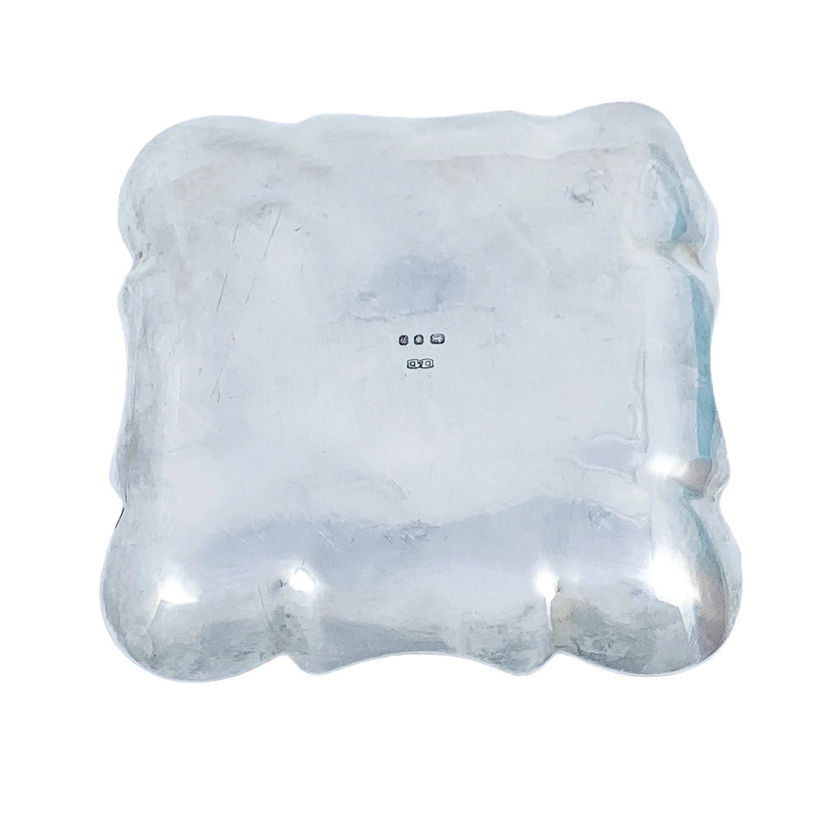 Sterling silver trinket dish in Art Nouveau style, fluted body with thistle design