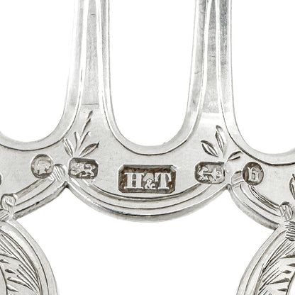 Victorian cased sterling silver fish serving set in Art Nouveau design