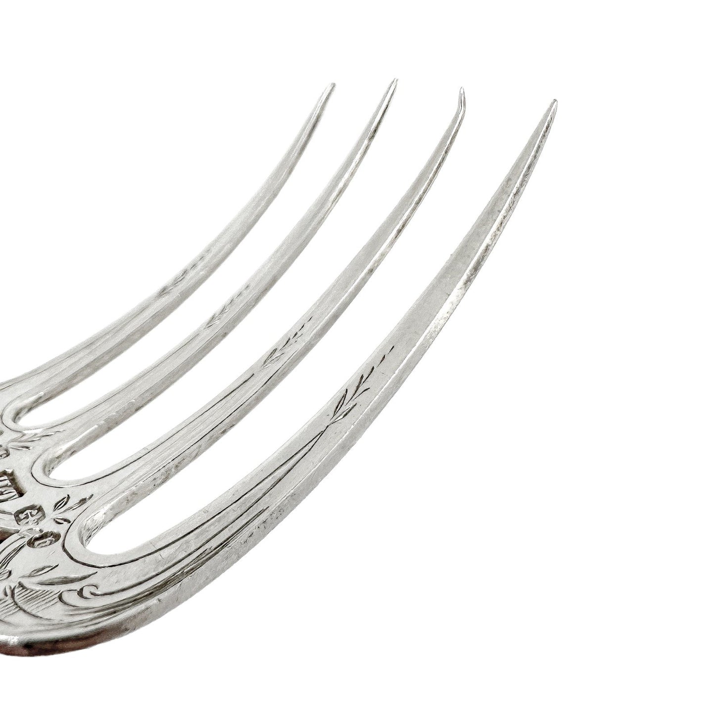 Victorian cased sterling silver fish serving set in Art Nouveau design