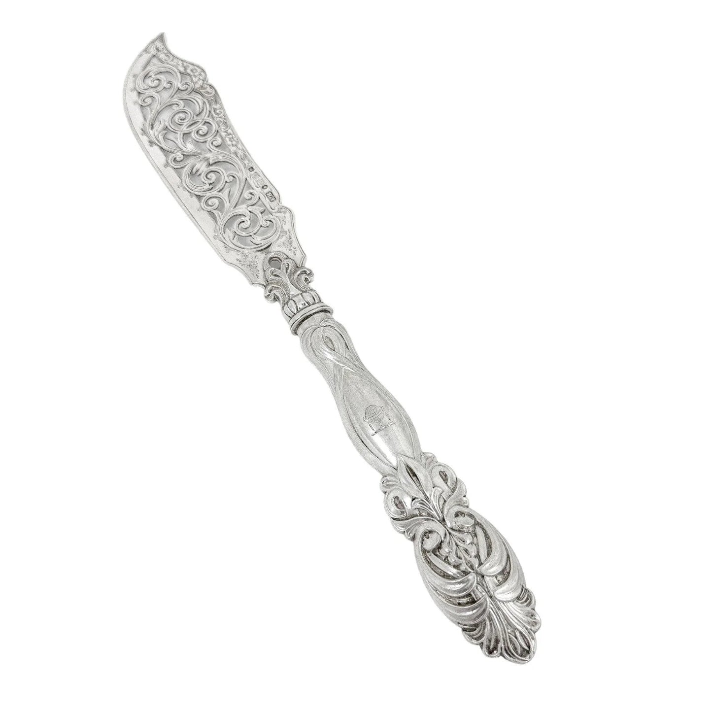 Victorian cased sterling silver fish serving set in Art Nouveau design