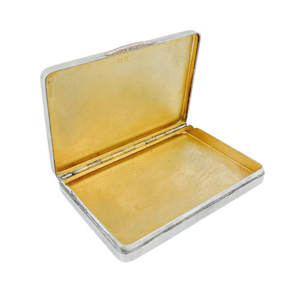 Sterling silver Art Deco gold washed cigarette / card case with geometric design