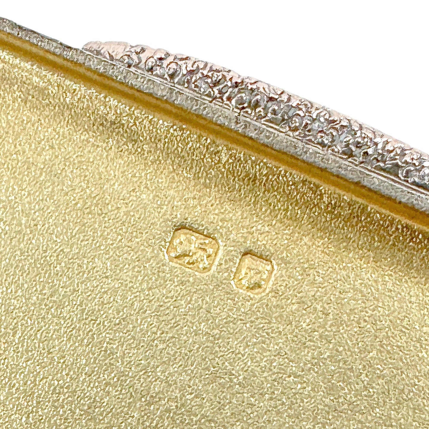 Sterling silver Art Deco gold washed cigarette / card case with geometric design