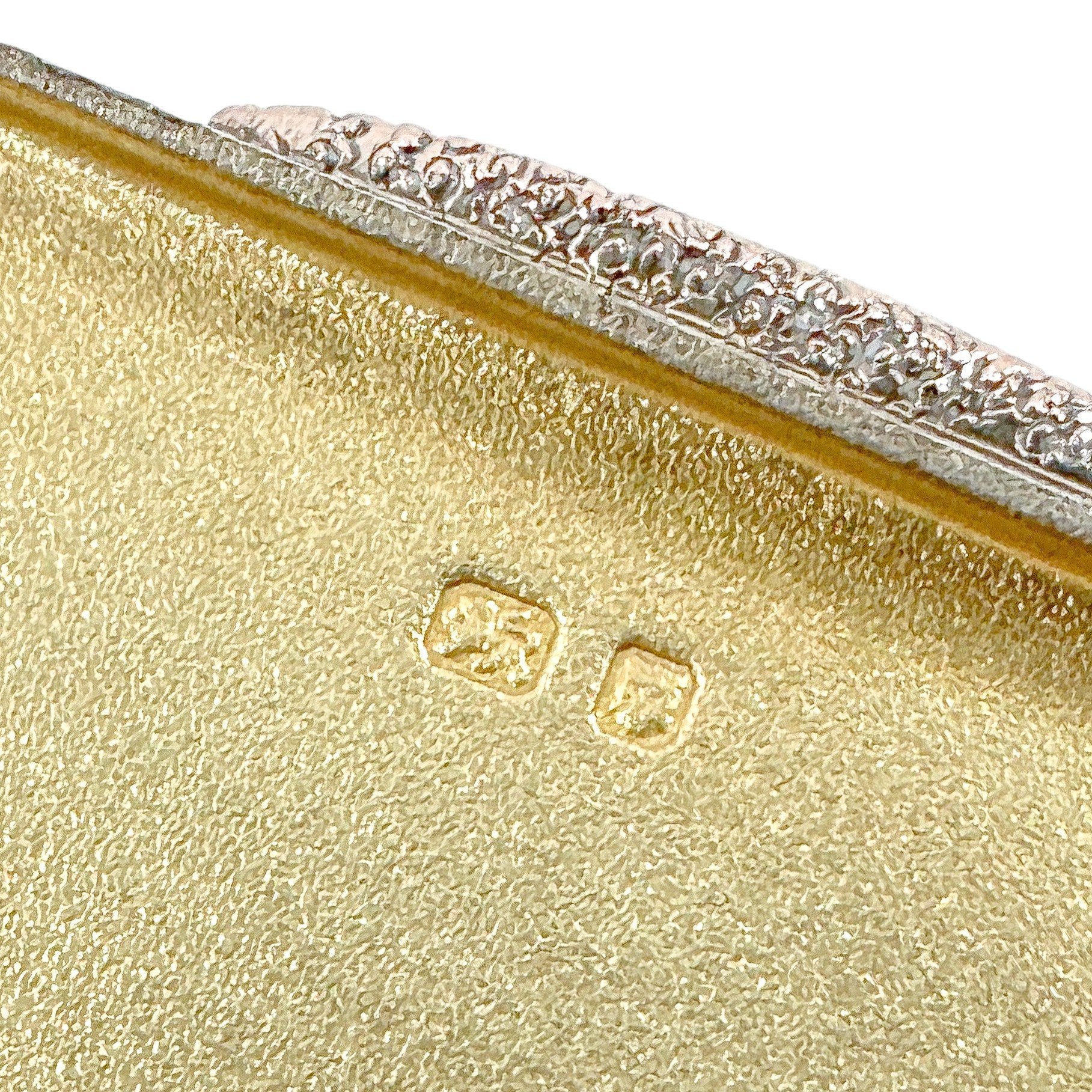 Sterling silver Art Deco gold washed cigarette / card case with geometric design