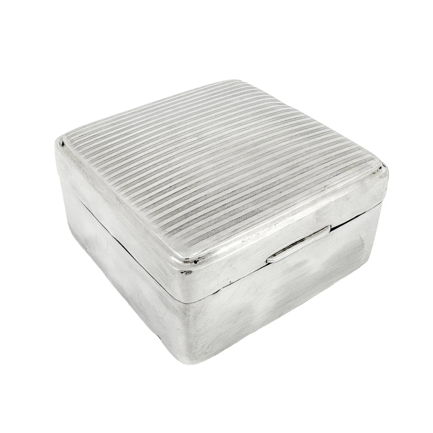 Art Deco sterling silver domed card / table cigarette box