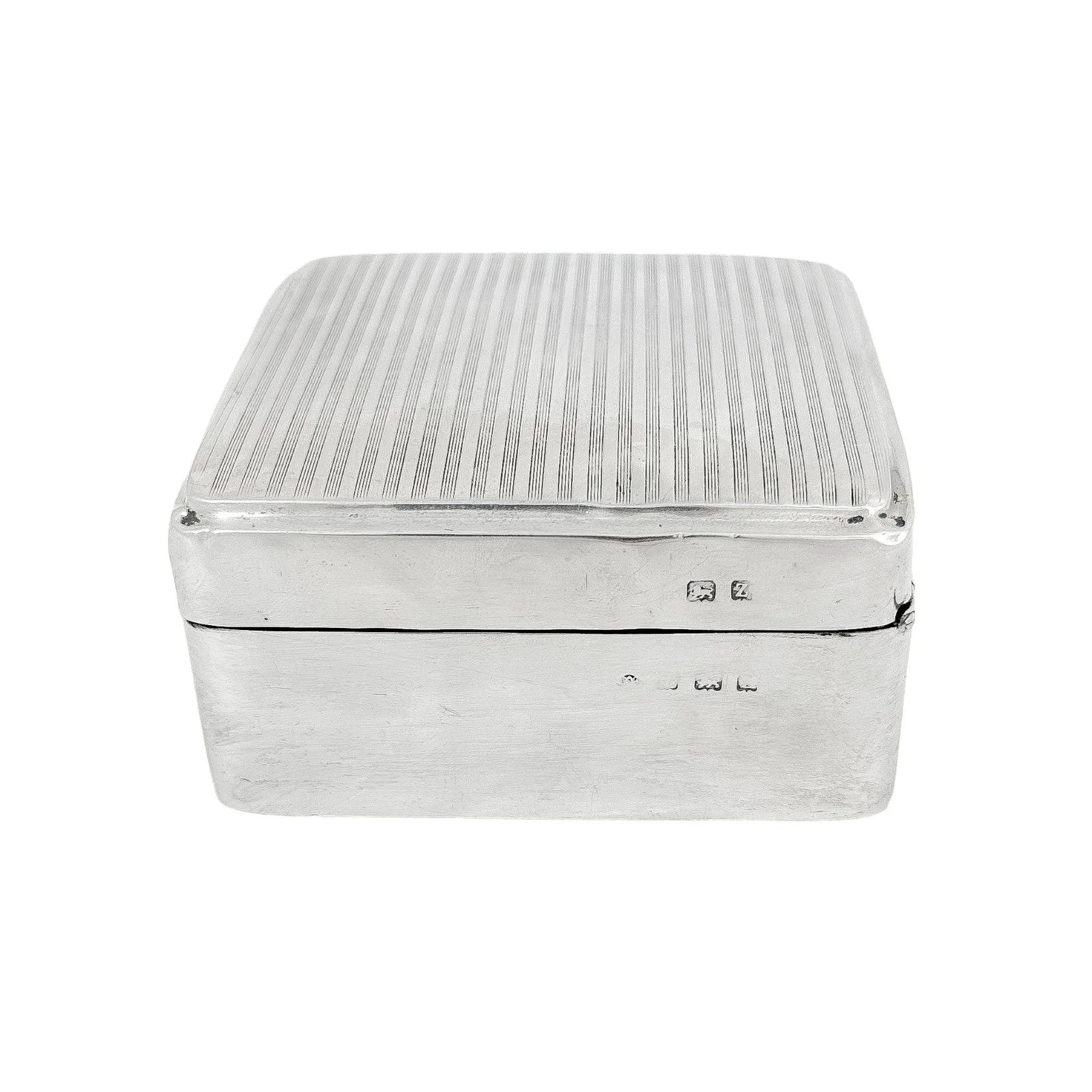 Art Deco sterling silver domed card / table cigarette box