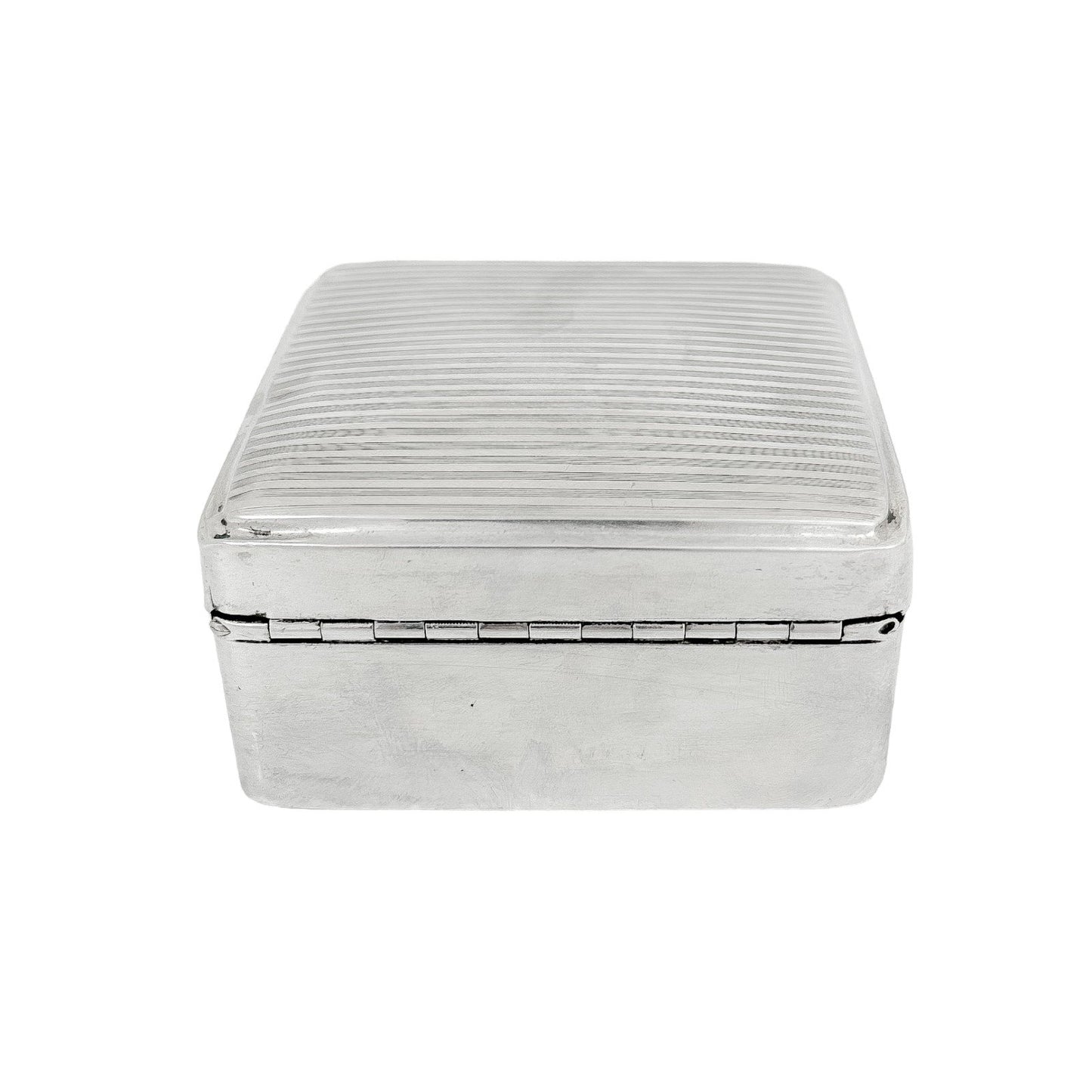 Art Deco sterling silver domed card / table cigarette box