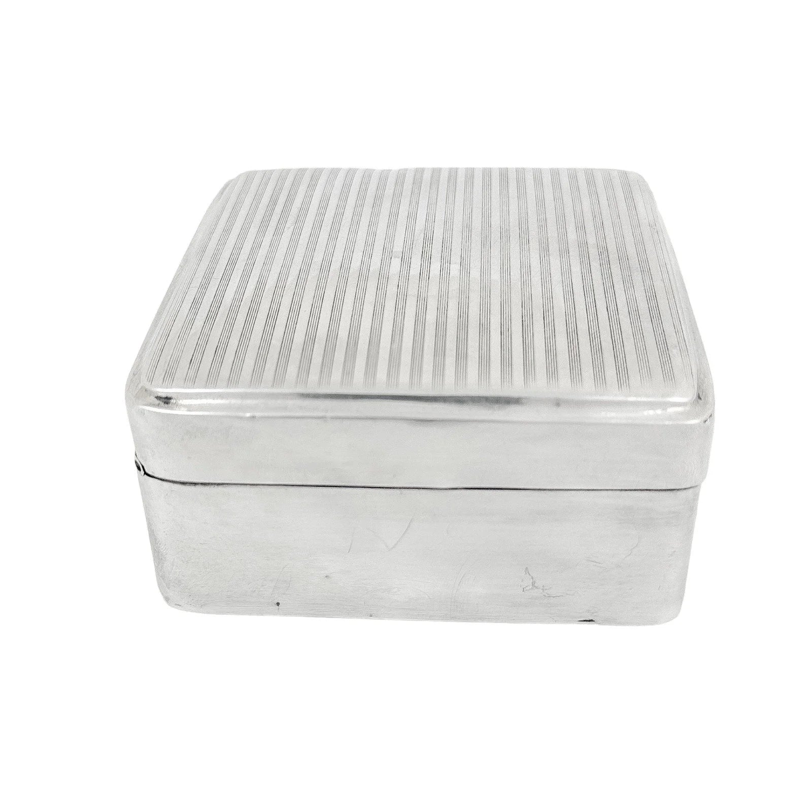 Art Deco sterling silver domed card / table cigarette box