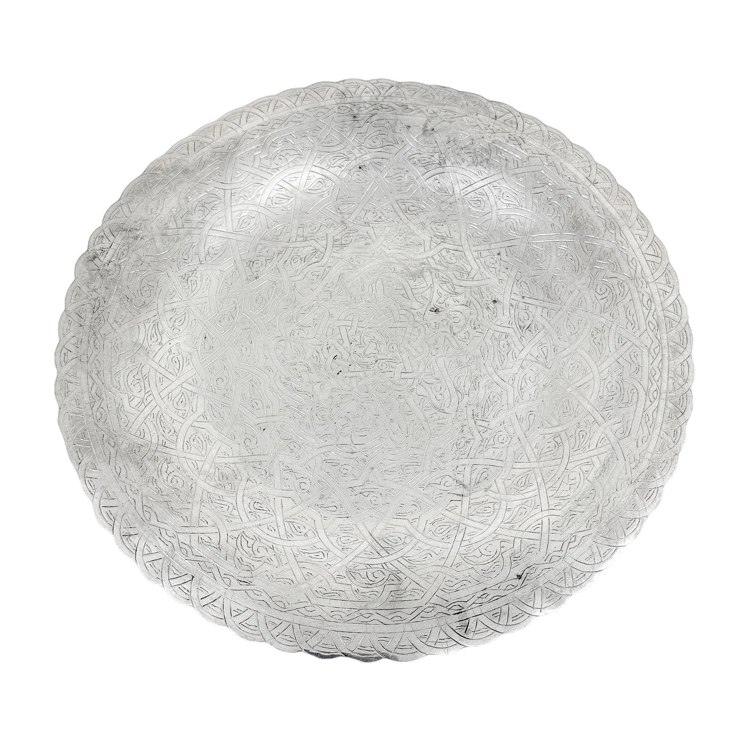 Vintage Egyptian silver dish / tray engraved with scrolls