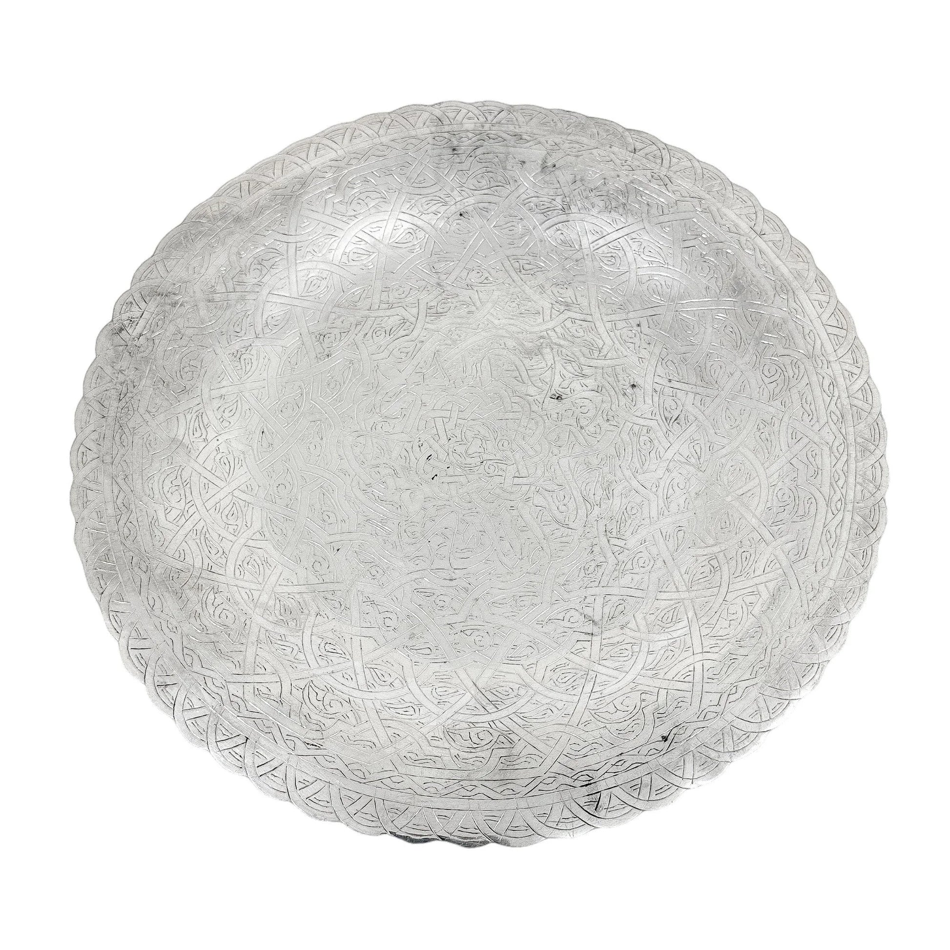 Vintage Egyptian silver dish / tray engraved with scrolls