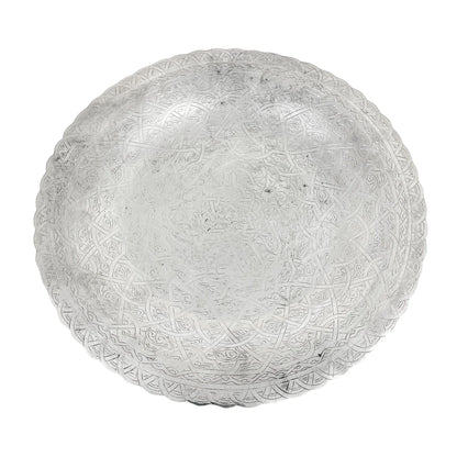 Vintage Egyptian silver dish / tray engraved with scrolls