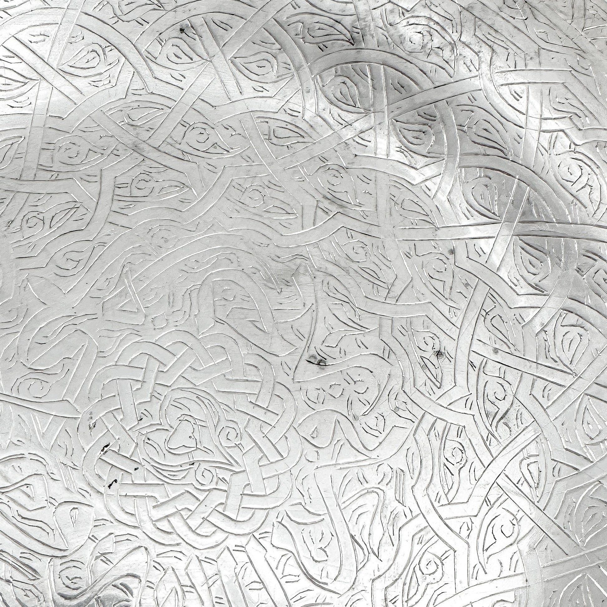 Vintage Egyptian silver dish / tray engraved with scrolls