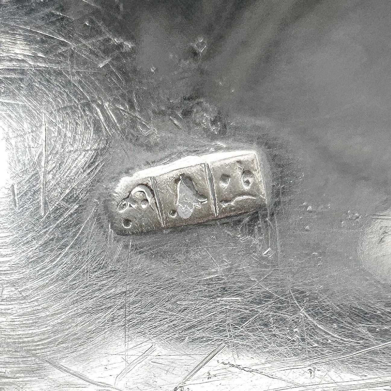 Vintage Egyptian silver dish / tray engraved with scrolls
