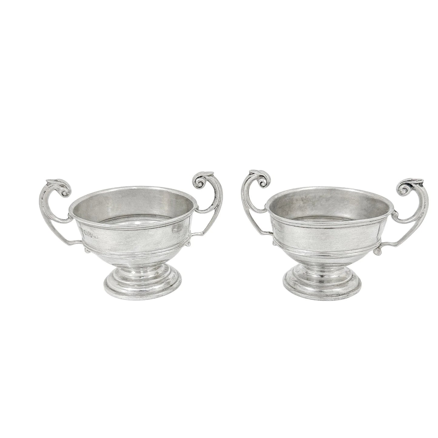 Pair of sterling silver Edwardian two handled bowls / trophy cups