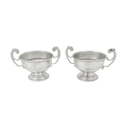 Pair of sterling silver Edwardian two handled bowls / trophy cups