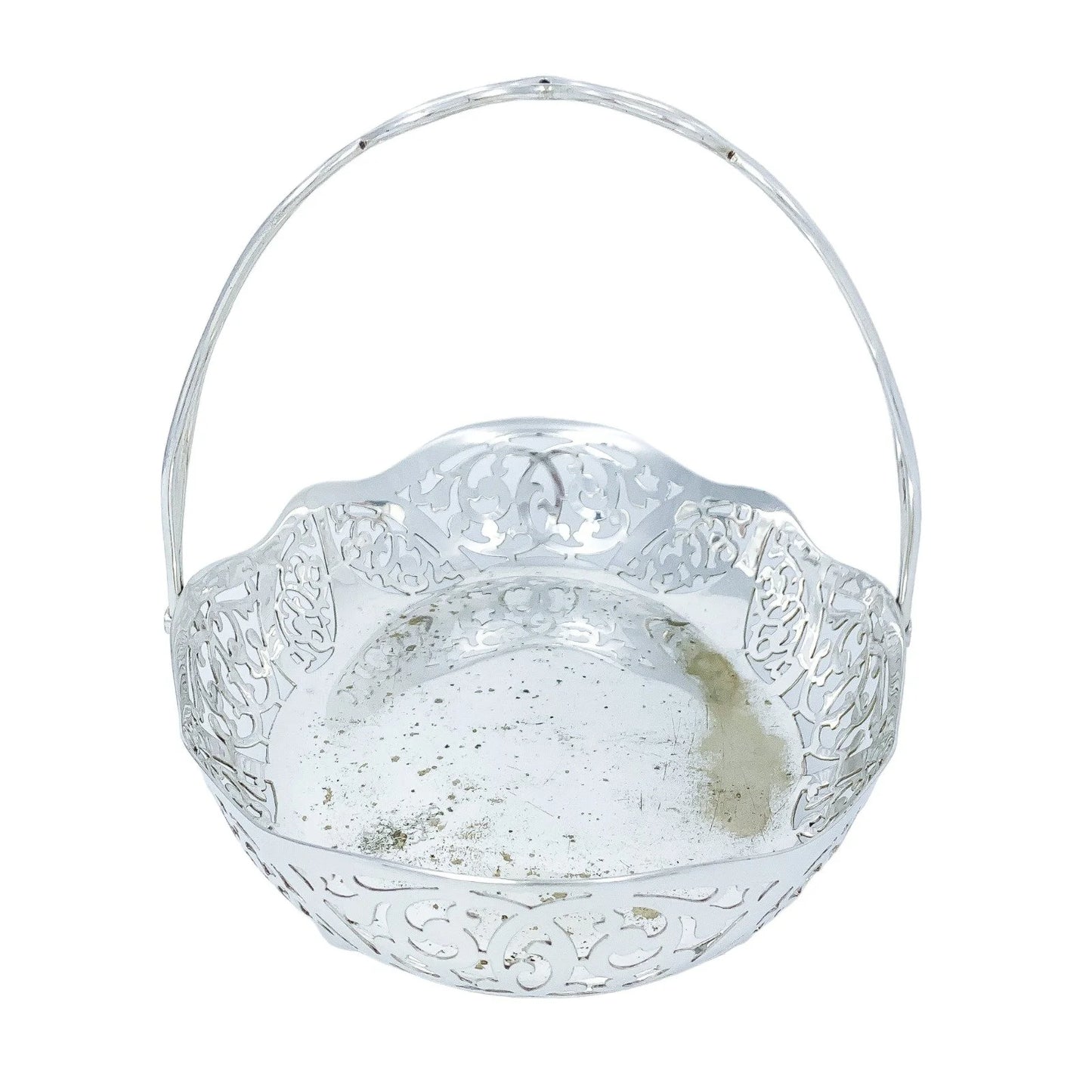 Ornate Art Nouveau silver plated fruit bowl pierced with scrolls