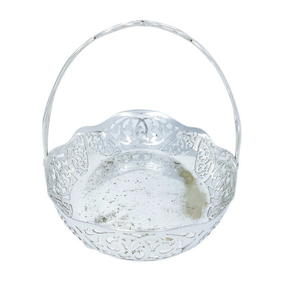 Ornate Art Nouveau silver plated fruit bowl pierced with scrolls