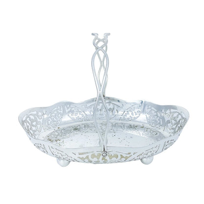 Ornate Art Nouveau silver plated fruit bowl pierced with scrolls