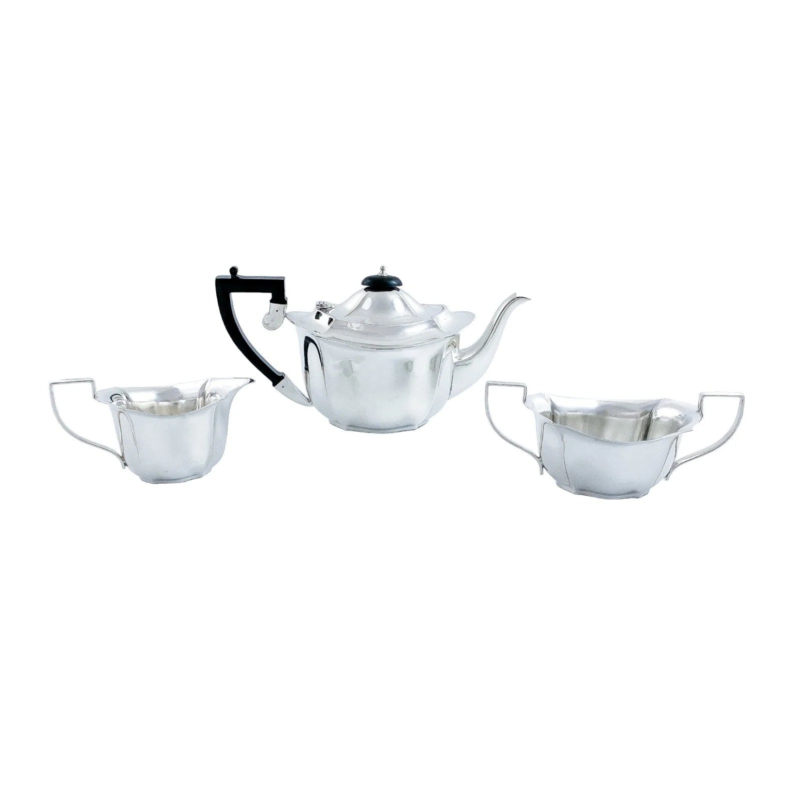 Art Deco 1920's three-piece silver plated tea set