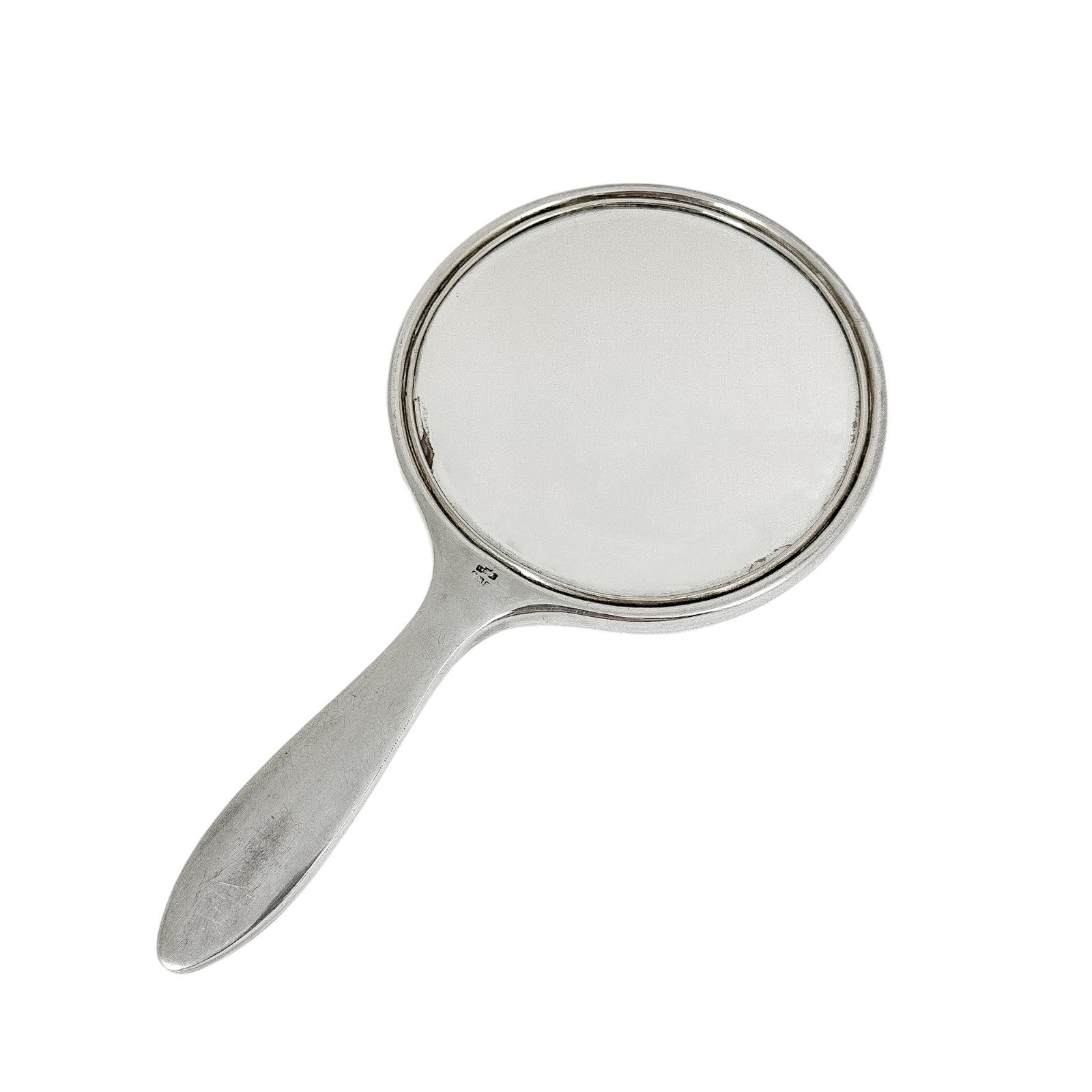 Art Deco Asprey silver and blue guilloche enamel vanity brush mirror set
