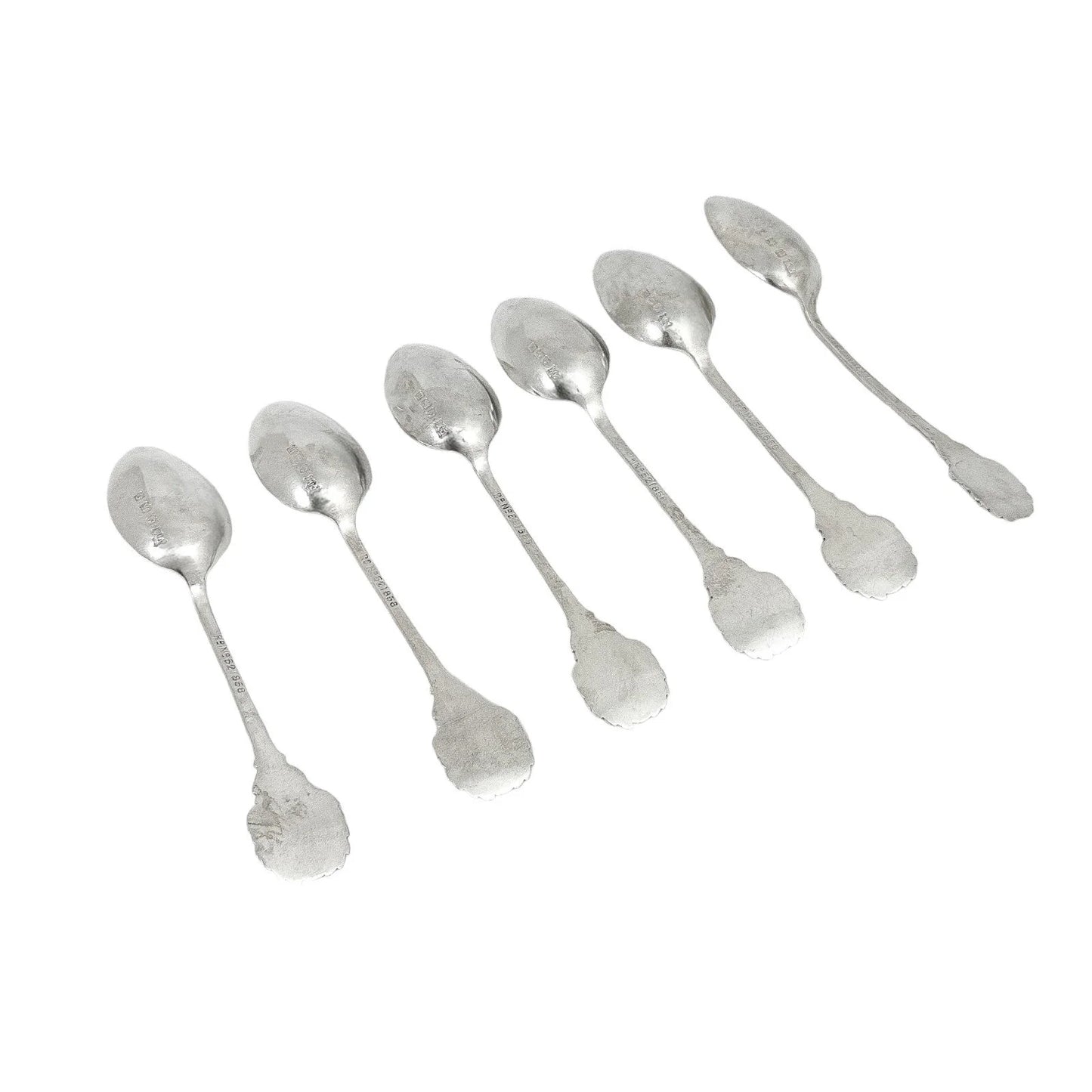 Edwardian boxed set 6 sterling silver demitasse coffee spoons; sporting interest