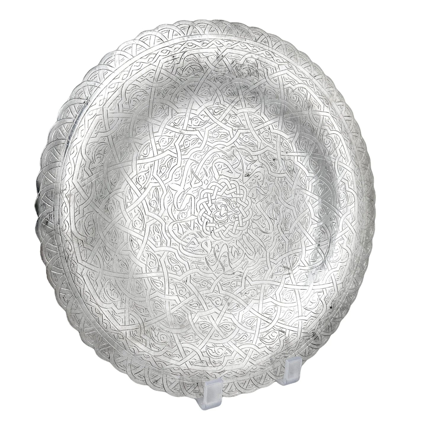 Vintage Egyptian silver dish / tray engraved with scrolls